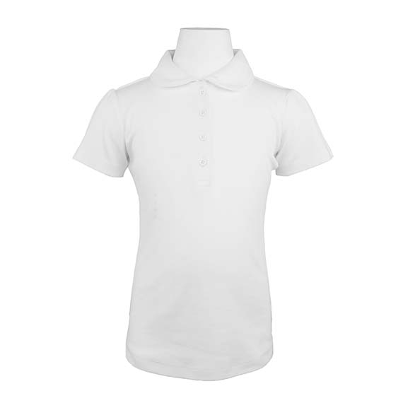 Full size image of Short Sleeve Youth Interlock Polo - Female (in color WHITE)