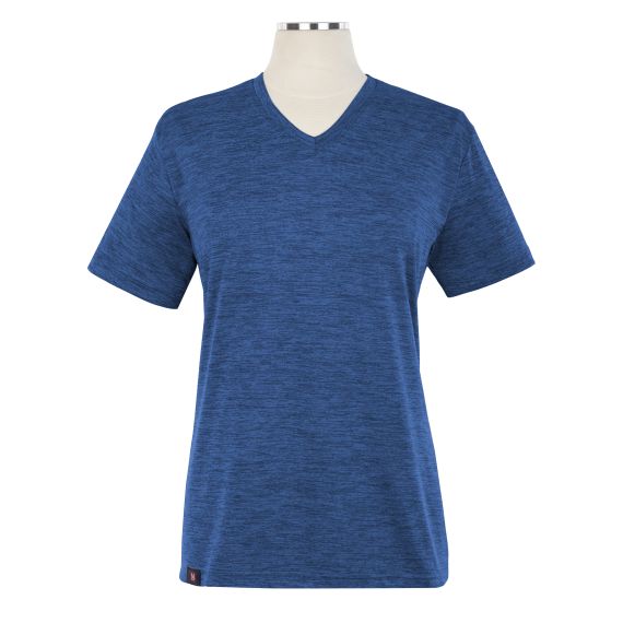 Full size image of Heathered Short Sleeve Performance V-Neck T-Shirt - Female (in color ROYAL BLUE)