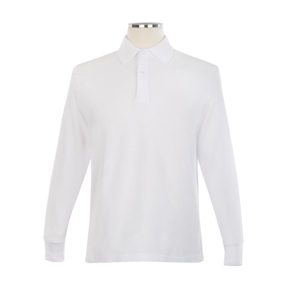 Full size image of Clearance Long Sleeve Golf Shirt (in color WHITE)