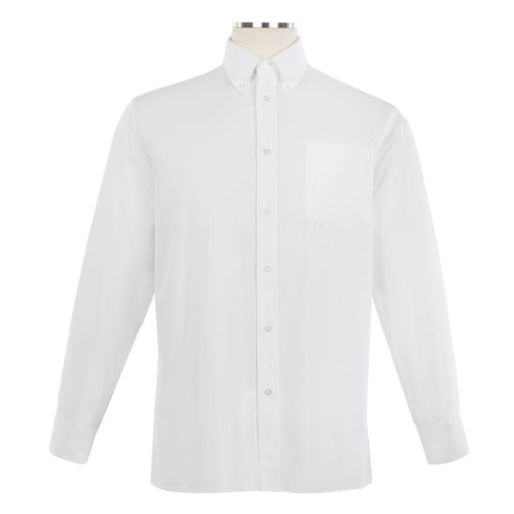 Full size image of Long Sleeve Oxford Shirt with Button Down Collar - Unisex (in color WHITE)