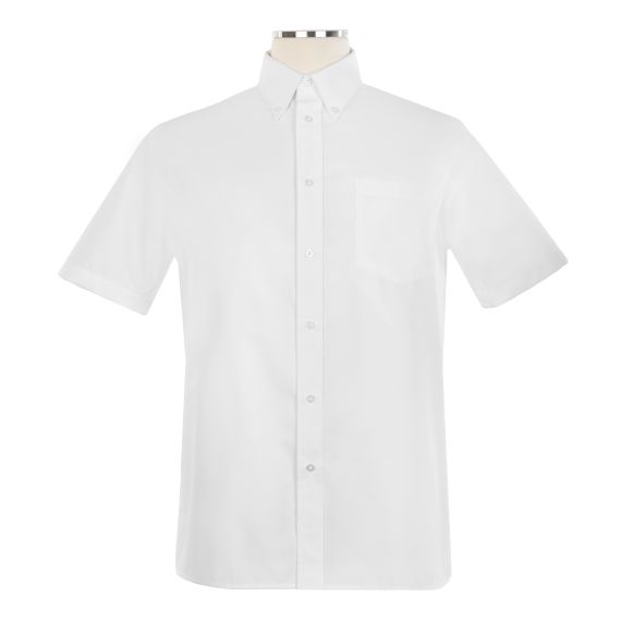 Full size image of Short Sleeve Oxford Shirt with Button Down Collar - Unisex (in color WHITE)